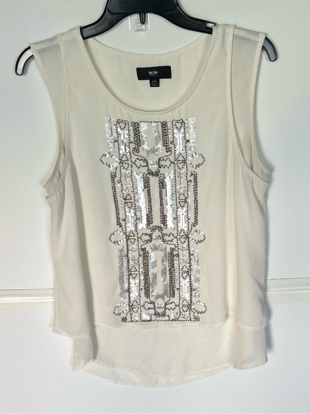 Mossimo Supply Co. Ivory Sleeveless Sequin-Front Camisole